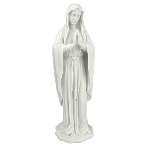 Design Toscano WU74504 Blessed Virgin Mary Statue, Small 12 Inch Figurine, Bonded Marble Polyresin, White