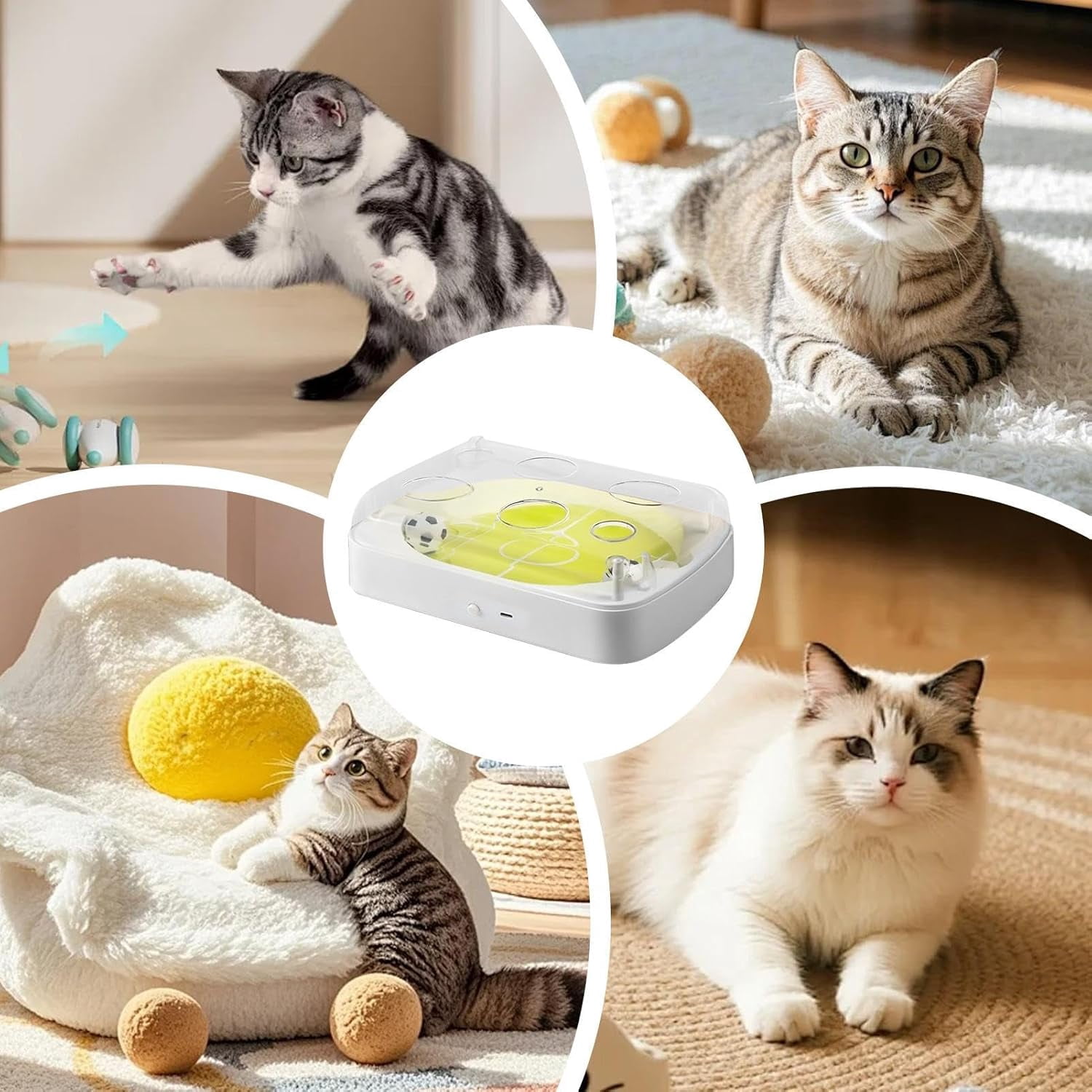 Electric Interactive Cat Soccer Ball, Motion Activated Self Rolling Pet Toy with Natural Catnip, Durable Boredom Relief Hunting Training Ball for Indoor Kitten Adult Cat Daily Entertainment(k)