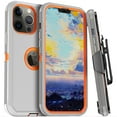 thumbnail image 4 of Xhy iPhone 13 Case + Screen Protectors + Belt Clip Holster + Camera Lens Protector, Heavy Duty Hard Shockproof Armor Protector Case (Gray+Orange), 4 of 7