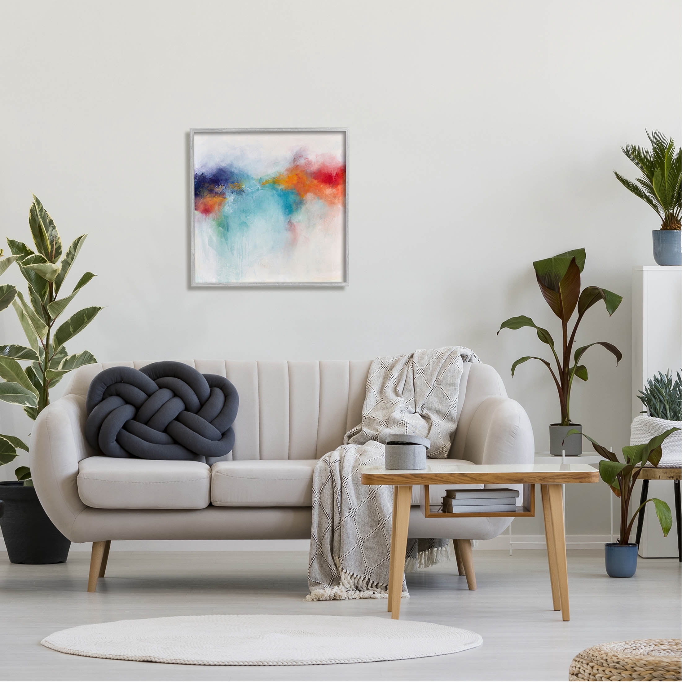 Stupell Industries Vivid Modern Bold Arrangement Painting Gray Framed Art Print Wall Art, Design by Karen Hale