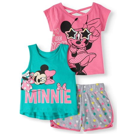 Minnie Mouse Tank Top, T-shirt and Shorts, 3pc Outfit Set (Toddler Girls)