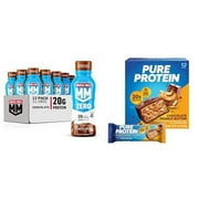 Muscle Milk Zero Protein Shake Chocolate 20G Protein Zero Sugar 100 Calorie 12 Pack And Pure Protein Chocolate Peanut Butter Bars 20G Protein Gluten Free 1.76Oz 12 Count - Pack of 2