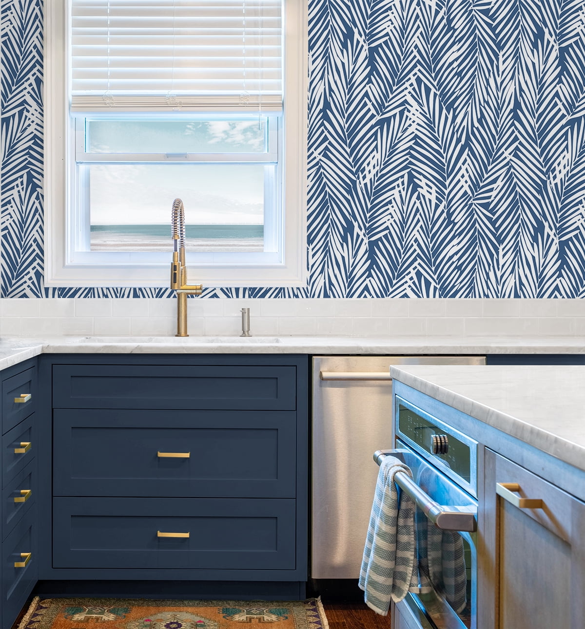 Stacy Garcia Home Coastal Blue Mod Palm Peel and Stick Wallpaper