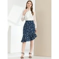 thumbnail image 3 of Unique Bargains Jupe Midi à Volants à Imprimé Floral Léopard pour Femme Taille P, Bleu/blanc, 3 of 6
