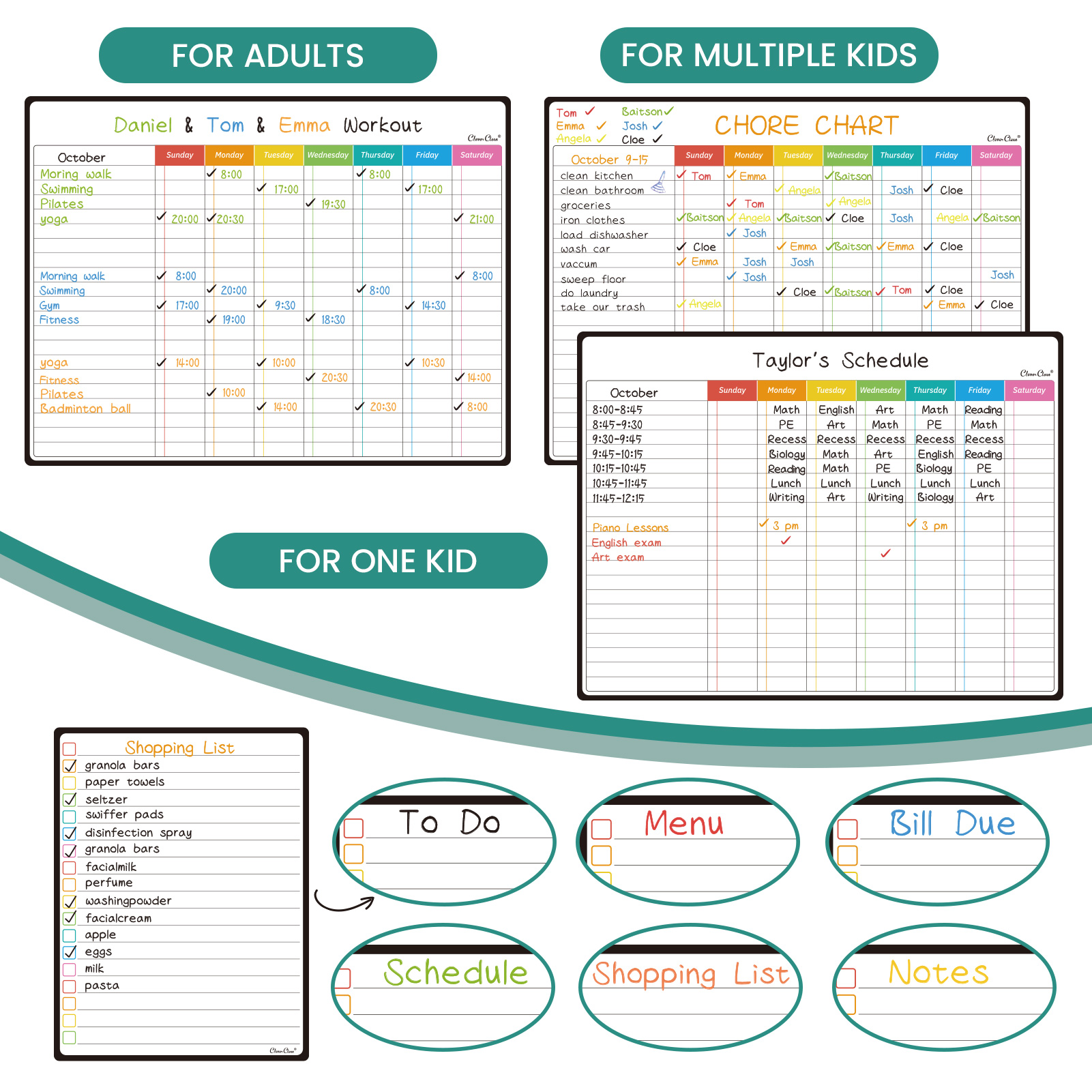Clever Clean Magnetic Dry Erase Chore Chart Board photo 5