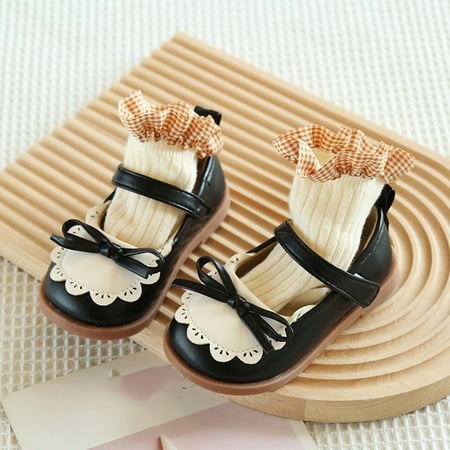 

PEASKJP Black Flats Shoes Girl Girls Kids Summer Princess Breathable Soft Bottom Anti Slip Sneakers Memory Foam Fashion Shoes Black 7.5