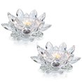thumbnail image 1 of Portavelas Kolnlala con forma de flor de loto de cristal, 2 unidades, decorativo, 1 of 7