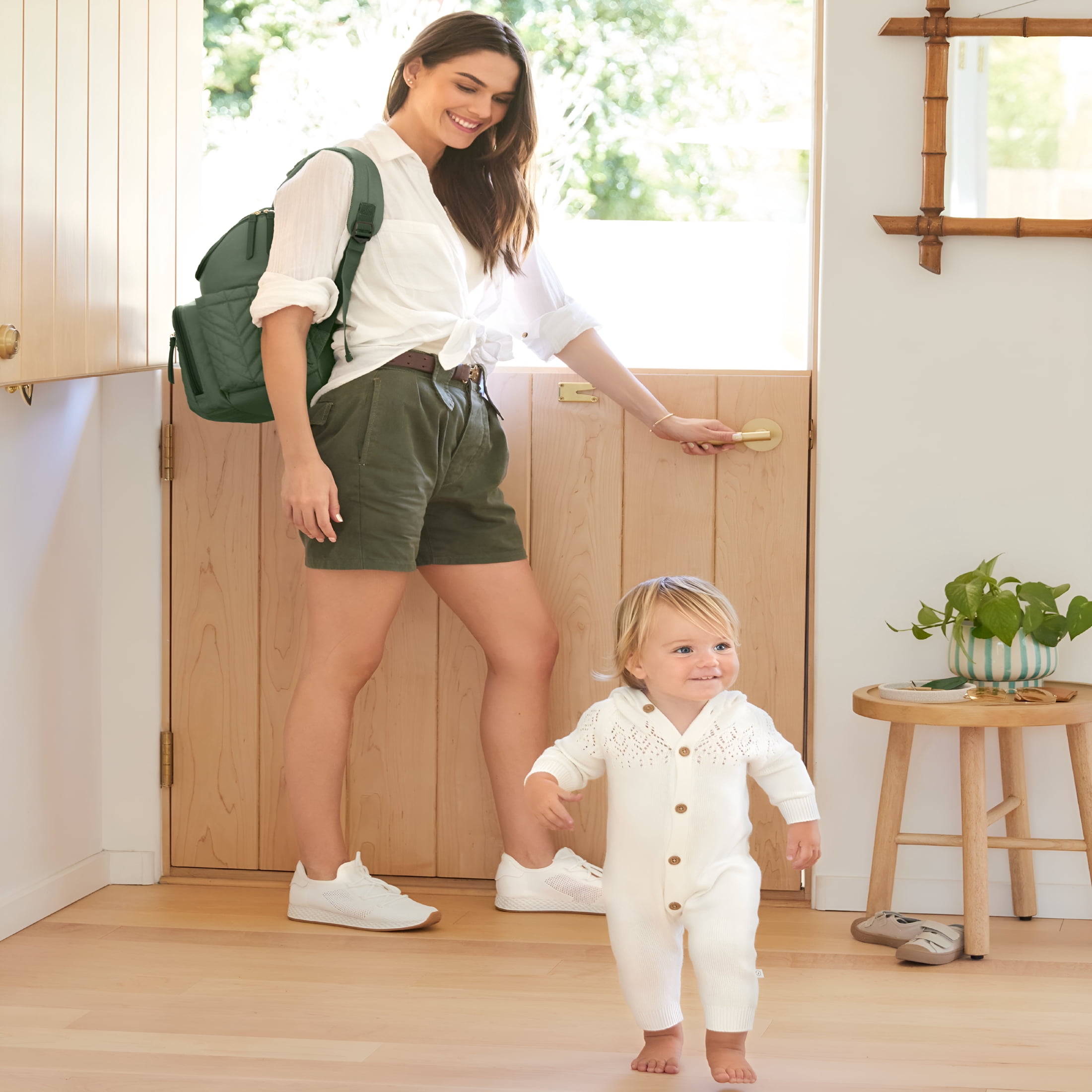 GASTROPOD 2026 New Quilted Sage Diaper Backpack Bag for Parents Large Diaper Bag Dipper Bag for Baby for Baby Care,Diaper Storage,Travel Convenience,Everyday Parenting Essentials