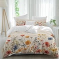 thumbnail image 2 of Yellow Red Blue Spring Floral Bedding 3 Piece Duvet Cover Set Twin Size, Watercolor Botanical Summer Flowers Soft Microfiber Comforter Cover with Zipper Closure & Pillowcases, Quilt Cover, 2 of 9