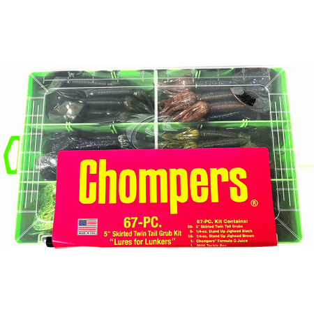 Chompers 5 Skirted Twin Tail Grub Kit - 67pc Kit
