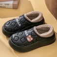 thumbnail image 3 of comerut 1 Pair Winter Cotton Shoes Waterproof Thick Flat Sole Cozy Plush Cartoon Bear Non-slip Cold Resistant Warm Unisex Couple Slip-on Slippers Indoor Outdoor Shoes, 3 of 8