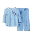 thumbnail image 1 of Odeerbi 1-12 Años Niños Niñas Pijamas de Algodón de Verano Camisetas de Manga Larga Pantalones Conjunto Estampado Suave Ropa de Dormir Conjunto de Dos Piezas, 1 of 3