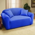 thumbnail image 2 of Collections Etc Jersey Stretch Slipcover Furniture Protector, Blue, Loveseat, 2 of 5