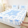 thumbnail image 4 of Manfei Aesthetic Blue Bow Full Size Sheets For Kids,Letter H Monogram Letter Bed Sheets,4pcs, 4 of 6