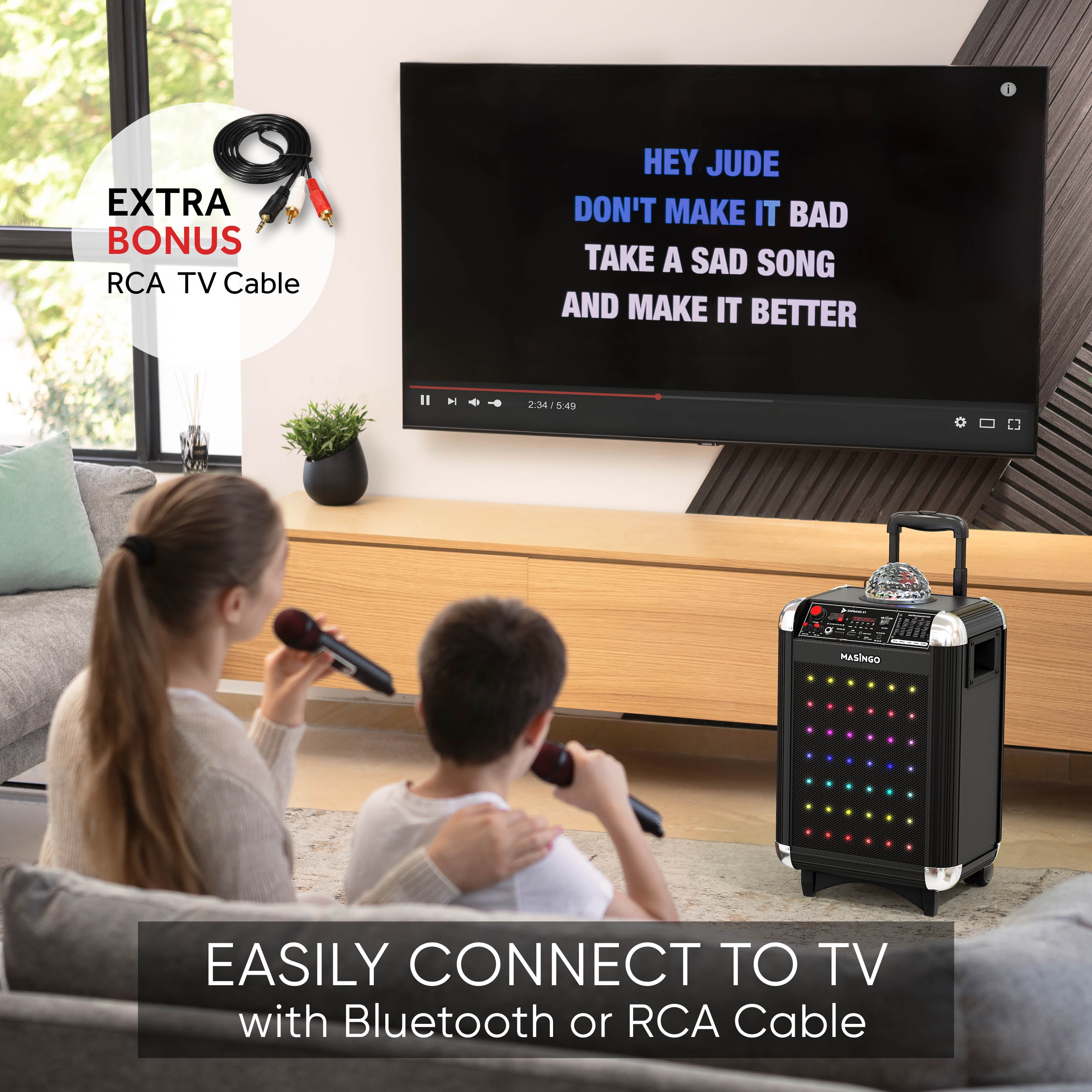 Buy MASINGO Karaoke Machine for Adults & Kids with 2 UHF Wireless