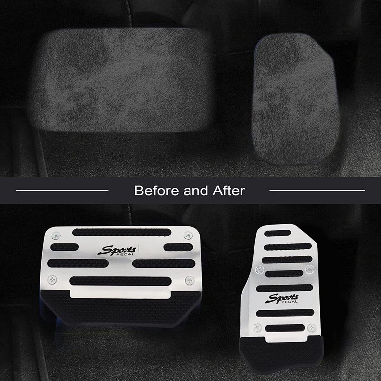Geartronics Non-Slip Gas & Brake Pedal Pad Covers – Silver Aluminum – Set Of 2