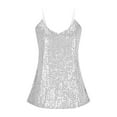 thumbnail image 2 of Turilly Sequin Tops for Women Sparkly Summer Tank Top for Club Solid Color Boat Neck Camis Tops, 2 of 7