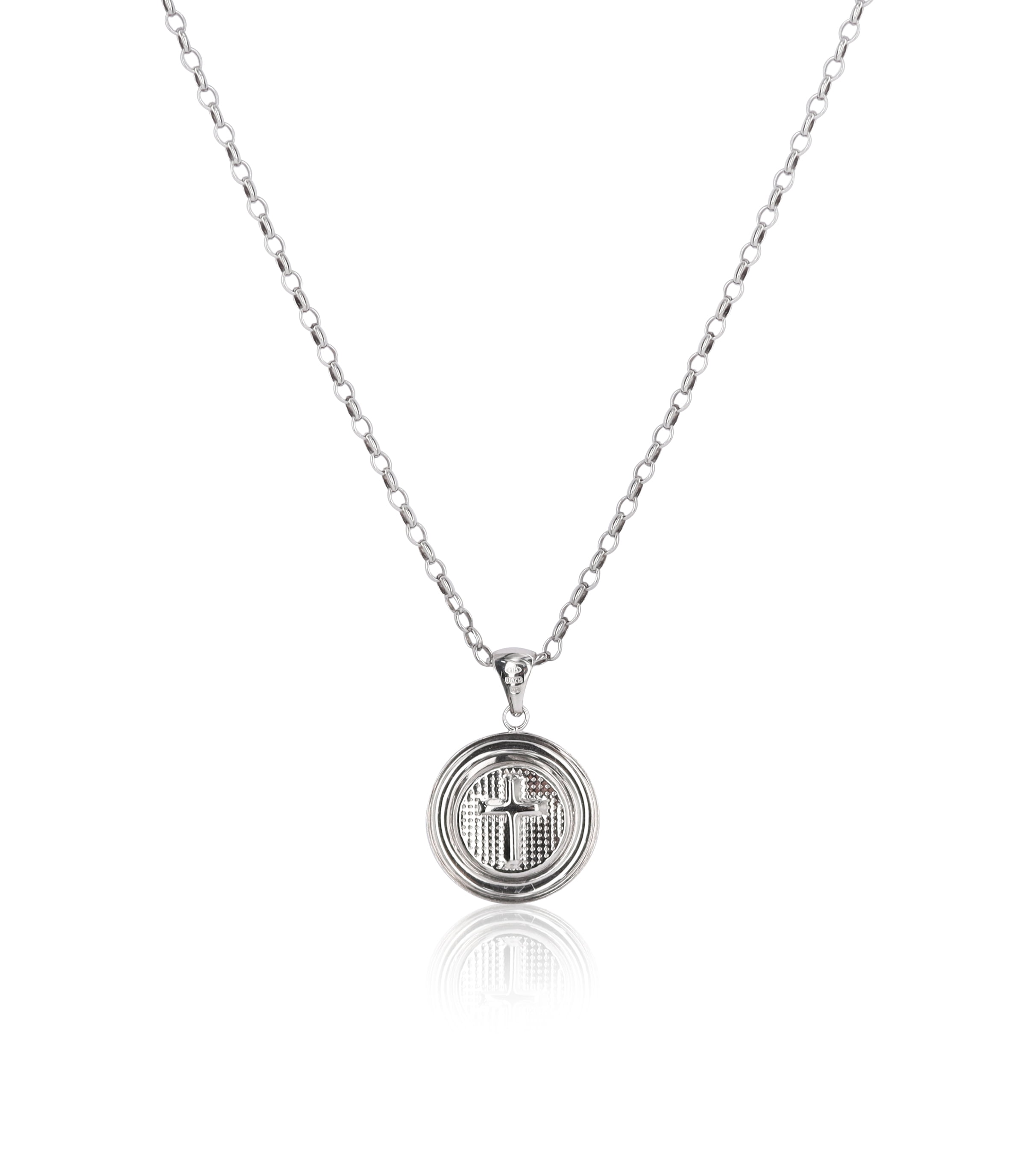 Brilliance Fine Jewelry Sterling Silver Crystal Guadalupe 2-Way-Wear Disc Pendant Necklace, 16"+2"