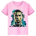 thumbnail image 4 of Camiseta de algodón de manga corta de verano para niños y niñas con estampado de Ronaldo, camisetas rosas, ropa periférica de fútbol para niños, 4 of 5