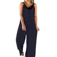 thumbnail image 1 of Fashnice Ladies Overalls Suspender Jumpsuits Sleeveless Rompers Wide Leg Travel Long Bib Pants Navy Blue S, 1 of 2