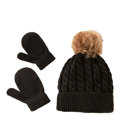 

RPVATI Newborn Infant Toddler Baby Kids Children Child Winter Warm Beanie Hats for Boys and Girls Knitted Faux Fur Pompom Cap with Scarf Glove 0-3Y