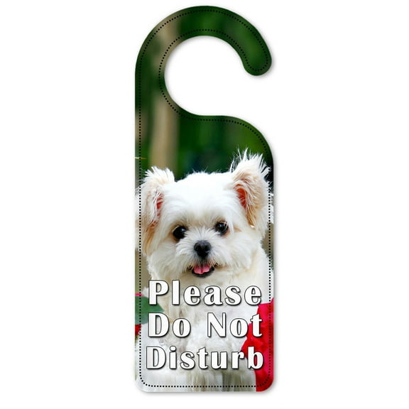 Do Not Disturb Door Knob Hanger Sign - Maltese Puppy