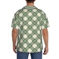 thumbnail image 3 of Fuzoiu Daisy Plaid Green Print Men's Casual Short,Men's Short Sleeve Shirt,Mens Casual Button Down Shirts,Cuban Collar Summer Shirt for Beach, Vacation, and Outdoor Activities-XX-Large, 3 of 5