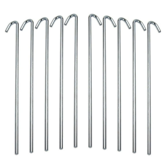 10-Piece Tent Garden Stakes Heavy Duty, Galvanized Steel Pegs Rust-Free (9")