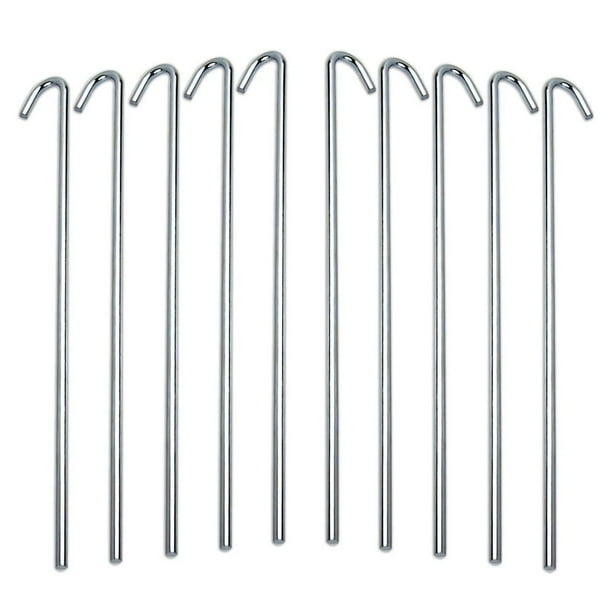 10Piece Tent Garden Stakes Heavy Duty, Galvanized Steel Pegs RustFree