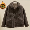 thumbnail image 2 of Lovskoo 2024 Women's Winter Coats Button Down Teddy Jacket Long Sleeve Faux Fur Warm Fall Spring Outwear Fuzzy Fleece Short Coats Brown, 2 of 5