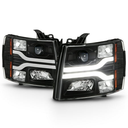 Avenn 2007 2017 Chevrolet Silverado Black Dual Fiber Optic Light Avenn 2007 2017 Chevrolet Silverado Black Dual Fiber Optic Light Projector Headlights Pair L R 2008 09 10 11 12