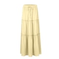thumbnail image 4 of Kixjoy Long Skirts for Women Elastic High Waisted Maxi Skirt Lounge Drawstring A-Line Tiered Skirts Holiday Basic Soft Trendy Outfits for Women, Yellow L, 4 of 7