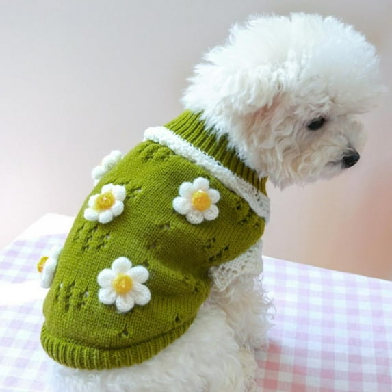 Small Pet Dog Sweater Winter Coat Dog Flowers Sweater Clothes Puppy Cat Doggie Chihuahuas Sweater Warm Fleece Winter Coats for Small Dogs
