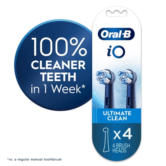 Oral-B iO Toothbrush Heads, Ultimate Clean Replacement Brush Heads, Black, 4 count