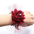 thumbnail image 2 of 1 Pieza Flor De Muñeca Artificial Romántica Accesorios Decorativos Para Cumpleaños Vino rojo perfecl Flor de mano de ramillete de muñeca, 2 of 8