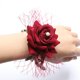 thumbnail image 2 of Elegante ramillete de muñeca adornado con hojas trenzadas Flor de hermanas Vino rojo, 2 of 9