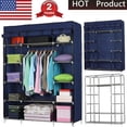 thumbnail image 3 of [New Item] Closet Shelves, Portable Non-Woven Fabric Garment Clothes Wardrobe Closet Organizer Shelf Rack, DIY Armoire Storage with Hanging Rod (5 Layer 12 Compartment)-Gray, 3 of 14