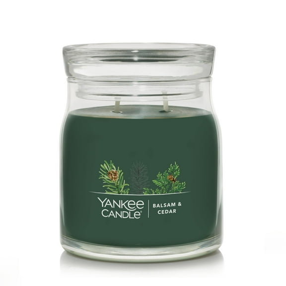 Yankee Candle Signature Medium 2-Wick Candle, Balsam & Cedar, 13 oz