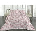 thumbnail image 2 of Ambesonne Asian Springtime Quilted Bedspread Set 3 Pcs, Art Cherry Blossom, King, Blush Eggplant White, 2 of 4