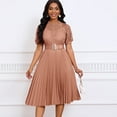 thumbnail image 4 of Womens Summer Pleated Midi Dress Casual Floral Lace Belted A-Line Flowy Dresses, 4 of 5