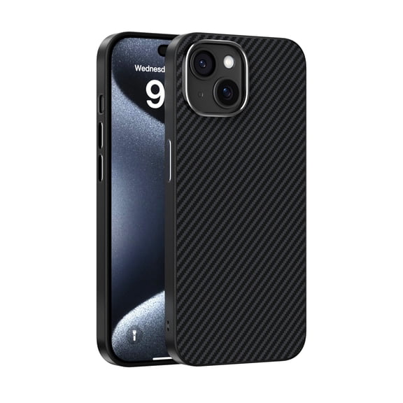 ELEHOLD Magnetic Case for iPhone 14 Plus, Carbon Fiber Texture Shockproof Phone Case, Wireless Charging Compatible,Black