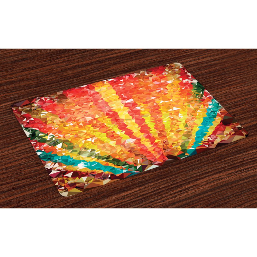 Diamond Placemats Set of 4 Pop Art Diamond Sun Rays Beams Shady Stripes