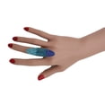 thumbnail image 3 of Women Fashion Jewelry Ring Long Gold Metal Oval Shape Blue Size 8, 3 of 7