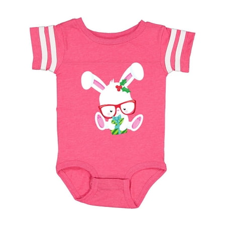 

Inktastic Christmas Rabbit Hipster Rabbit With Glasses Gift Baby Boy or Baby Girl Bodysuit