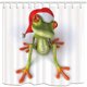 thumbnail image 1 of Cortina de baño ABPHQTO Christmasfor Lovely Frog con sombrero de Navidad 160x180 cm, 1 of 1