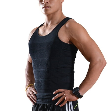 Men Sleeveless Slimming Compression Shirt Vest Tank Under Base Layer Body Shaper-M