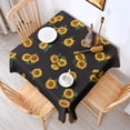 thumbnail image 2 of Black Sunflower Green Leaf Pattern Square Tablecloth,Waterproof Square Table Cover,Wipeable Spillproof Washable Table Cover for Home Kitchen Party Decor 52"x52"(132x132cm), 2 of 6