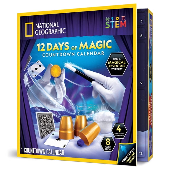 NATIONAL GEOGRAPHIC 12 Days of Magic Countdown Calendar - 12 Days of Christmas Countdown Calendar for Kids wtih 12 Magic Tricks & Science Experiments