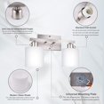 thumbnail image 3 of Sailstar 2-Light Brushed Nickel Dimmable Vanity Light with White Frosted Glass Shades, 3 of 10