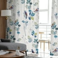thumbnail image 4 of Sheer Curtains 84 inches Long, Plant Leaves Robin Bird Linen Texture Light Filtering Sheer Window Curtains Rod Pocket Voile Drapes for Bedroom Living Room, 52"W x 84"L 2 Panels, 4 of 7